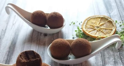 Truffle kroglice iz temne čokolade slika recept